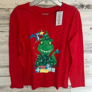 Boys Dinosaur Christmas Long Sleeve Shirt Size XL NEW